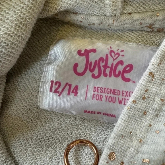 Girls Justice Full Zip Hoodie Rose Gold Color/ White - Picture 3 of 3